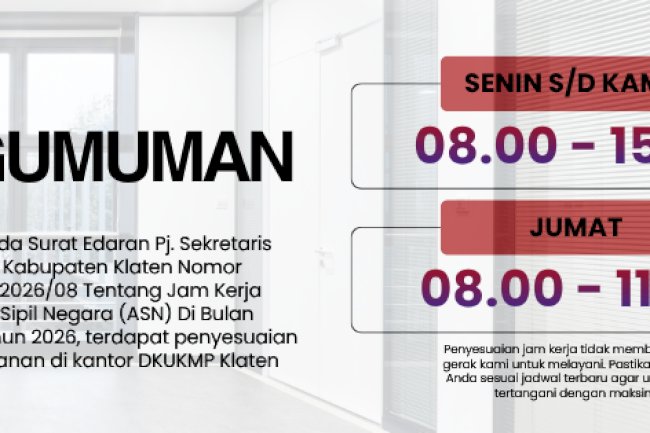 PENGUMUMAN PERUBAHAN JAM PELAYANAN