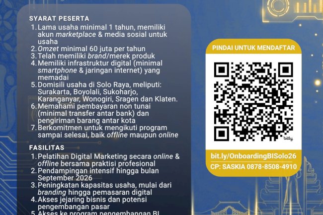 Saatnya UMKM Klaten Go Digital! Ikuti Program Onboarding UMKM Soloraya 2026 Bersama Bank Indonesia