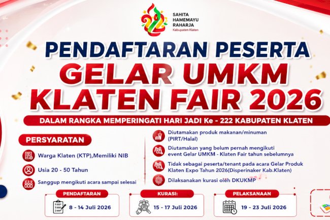 Pendaftaran Gelar UMKM Klaten Fair 2026 Resmi Dibuka