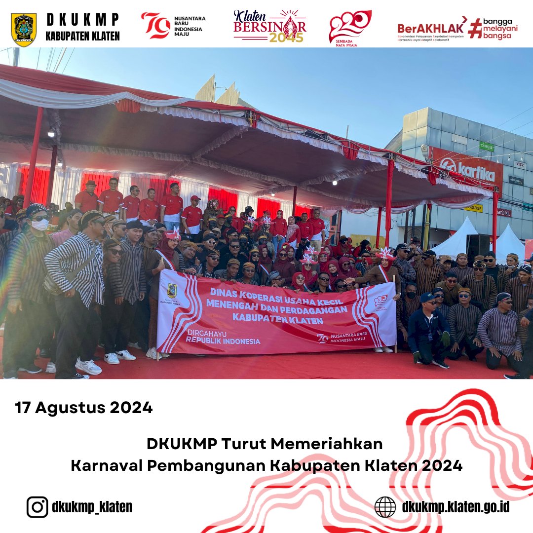 DKUKMP Kabupaten Klaten Turut Memeriahkan Karnaval Pembangunan Kabupaten Klaten Tahun 2024