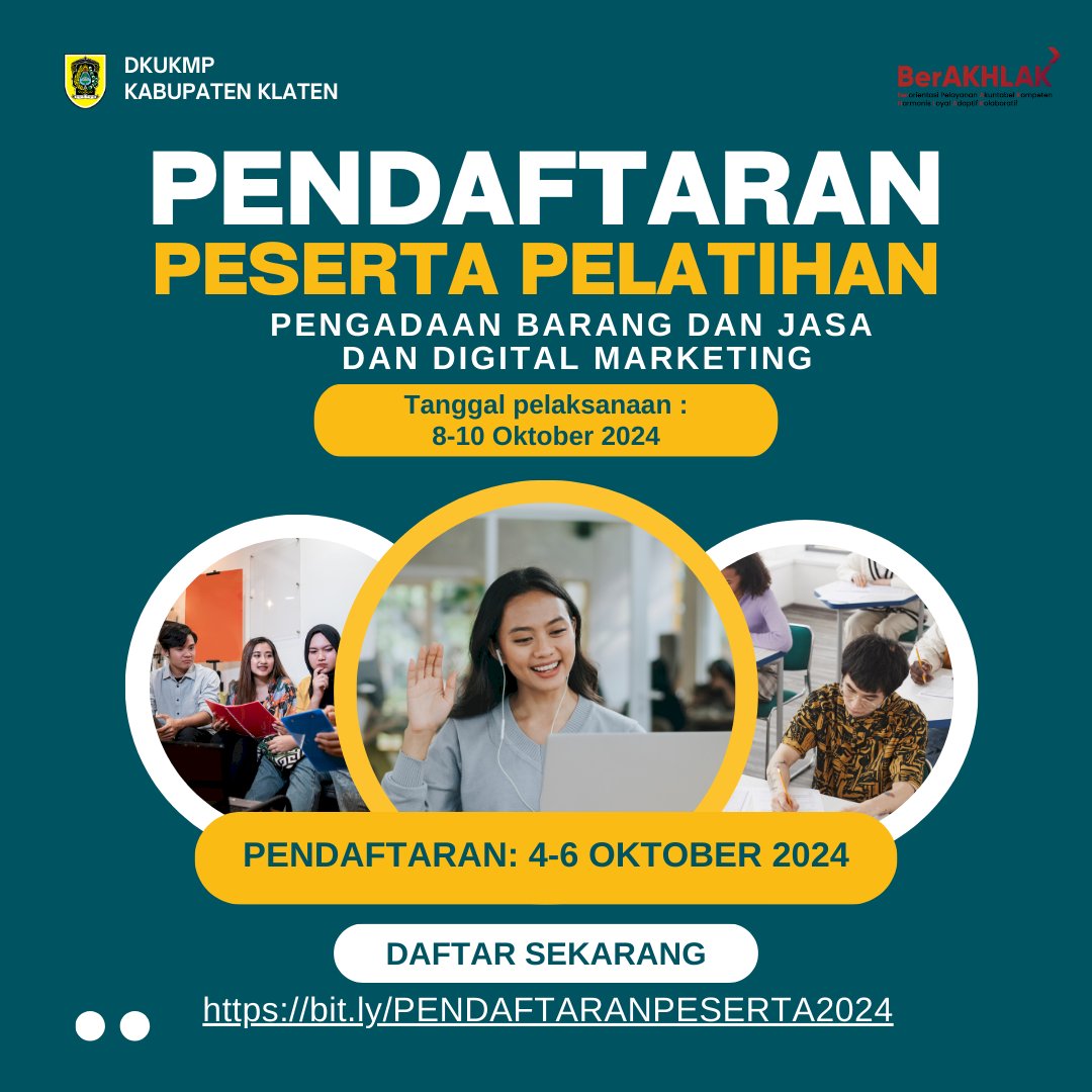 Pendaftaran Peserta Pelatihan Pengadaan Barang & Jasa dan Digital Marketing