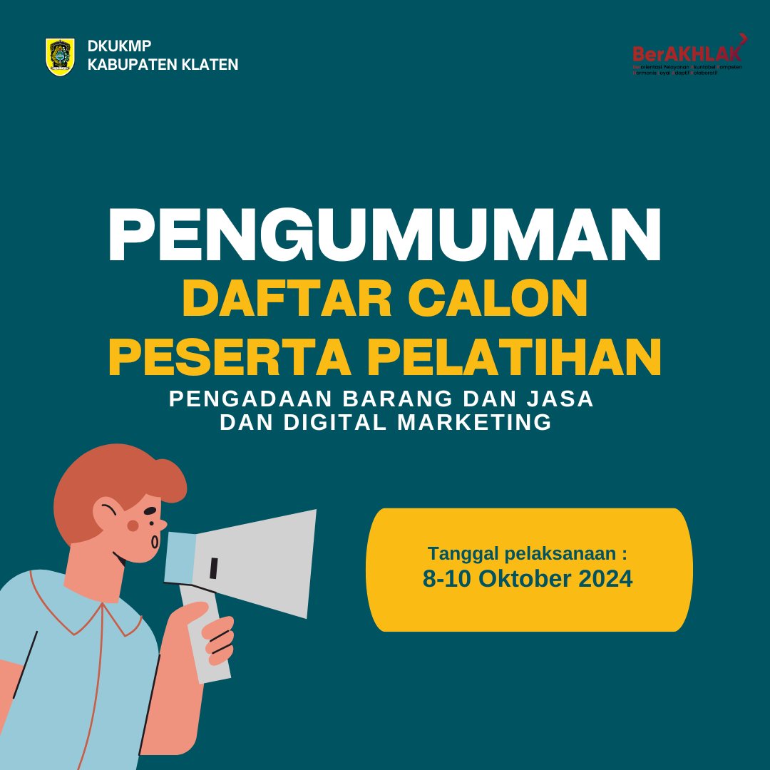 Pengumuman Daftar Calon Peserta Pelatihan Pengadaan Barang dan Jasa Dan Digital Marketing