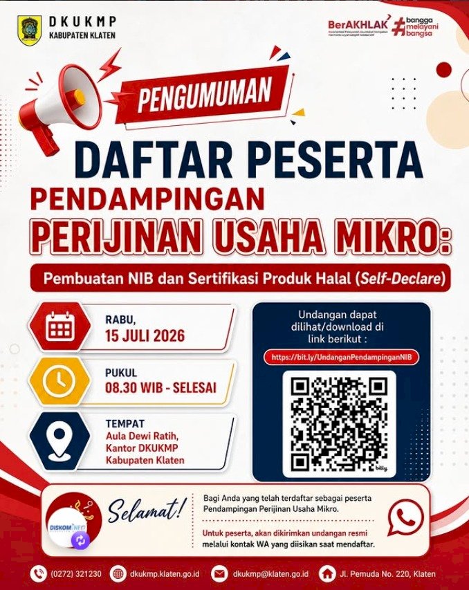 PENGUMUMAN: Daftar Peserta Resmi Pendampingan Perijinan Usaha Mikro (NIB & Sertifikasi Halal)