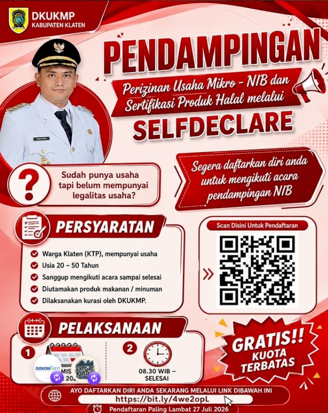 PENDAFTARAN: Pendampingan Perizinan Usaha Mikro Gratis (Pembuatan NIB & Sertifikasi Halal Self-Declare)